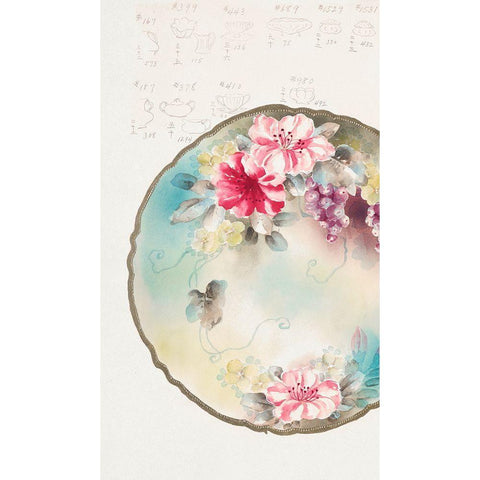 Design for a Noritake Plate I Gold Ornate Wood Framed Art Print with Double Matting by Noritake Designs