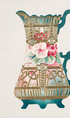 Design for a Noritake Ewer I Black Ornate Wood Framed Art Print with Double Matting by Noritake Designs