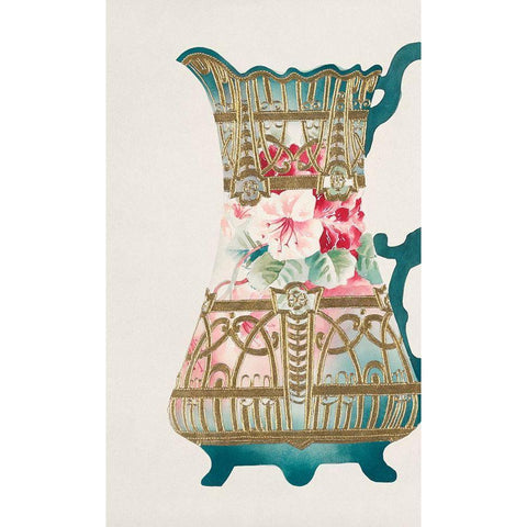 Design for a Noritake Ewer I Gold Ornate Wood Framed Art Print with Double Matting by Noritake Designs