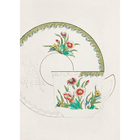 Design for a Noritake Cup or Saucer Black Modern Wood Framed Art Print by Noritake Designs