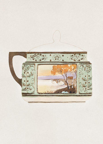 Design for a Noritake Sugar Bowl VI Black Ornate Wood Framed Art Print with Double Matting by Noritake Designs