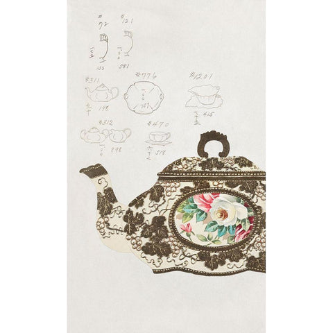 Design for a Noritake Teapot II White Modern Wood Framed Art Print by Noritake Designs