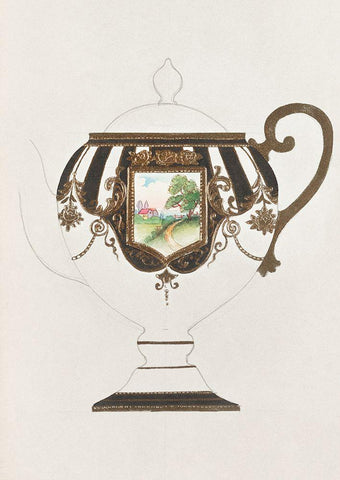 Design for a Noritake Teapot III Black Ornate Wood Framed Art Print with Double Matting by Noritake Designs