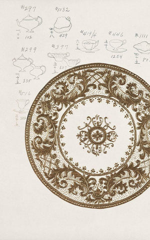 Design for a Noritake Plate XIII Black Ornate Wood Framed Art Print with Double Matting by Noritake Designs