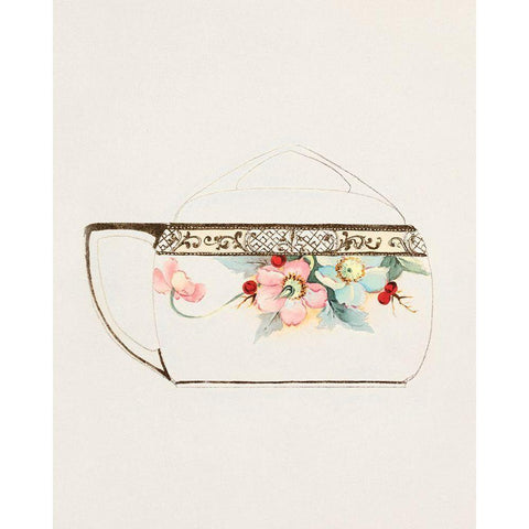 Design for a Noritake Teacup II Black Modern Wood Framed Art Print by Noritake Designs