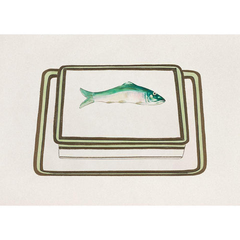 Fish Design for a Noritake Box I Gold Ornate Wood Framed Art Print with Double Matting by Noritake Designs