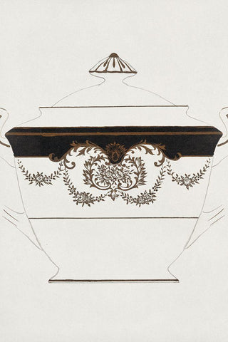 Design for a Noritake Sugar Bowl VIII Black Ornate Wood Framed Art Print with Double Matting by Noritake Designs