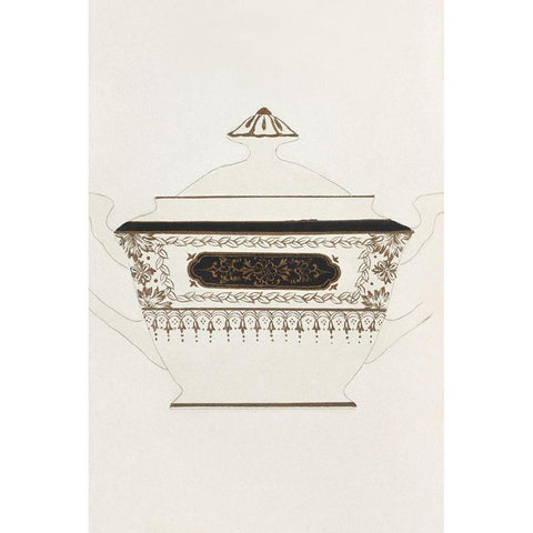 Design for a Noritake Sugar Bowl IX Gold Ornate Wood Framed Art Print with Double Matting by Noritake Designs