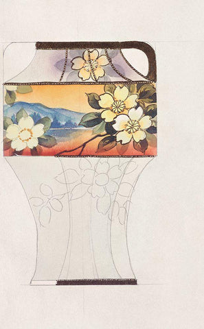 Design for a Noritake Vase IV White Modern Wood Framed Art Print with Double Matting by Noritake Designs