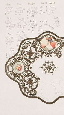 Design for a Noritake Platter III Black Ornate Wood Framed Art Print with Double Matting by Noritake Designs