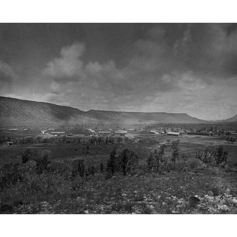 Distant view of Camp Apache-Arizona Gold Ornate Wood Framed Art Print with Double Matting by OSullivan, Timothy H