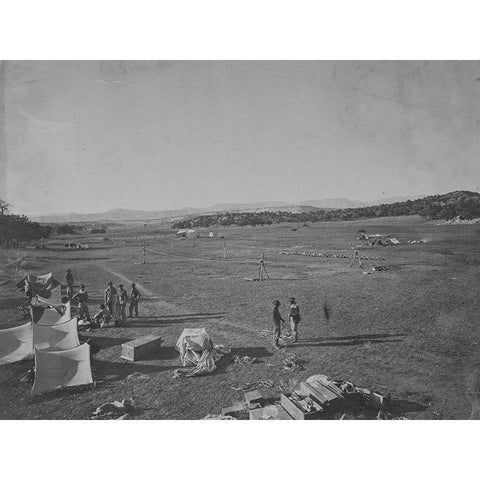 Survey camp near Fort Wingate-New Mexico 1873 Gold Ornate Wood Framed Art Print with Double Matting by OSullivan, Timothy H