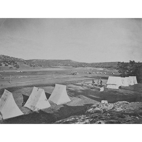 Survey camp near Fort Wingate-New Mexico 1875 Black Modern Wood Framed Art Print with Double Matting by OSullivan, Timothy H