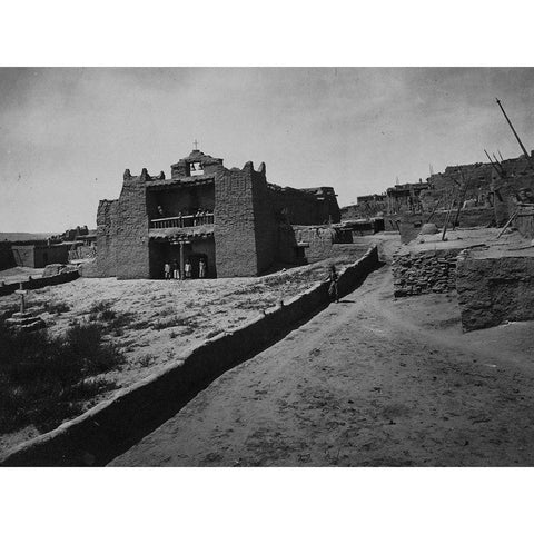 Old Mission Church-Zuni Pueblo-New Mexico Gold Ornate Wood Framed Art Print with Double Matting by OSullivan, Timothy H