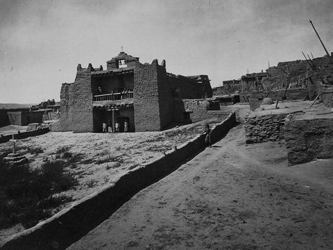 Old Mission Church-Zuni Pueblo-New Mexico Black Ornate Wood Framed Art Print with Double Matting by OSullivan, Timothy H