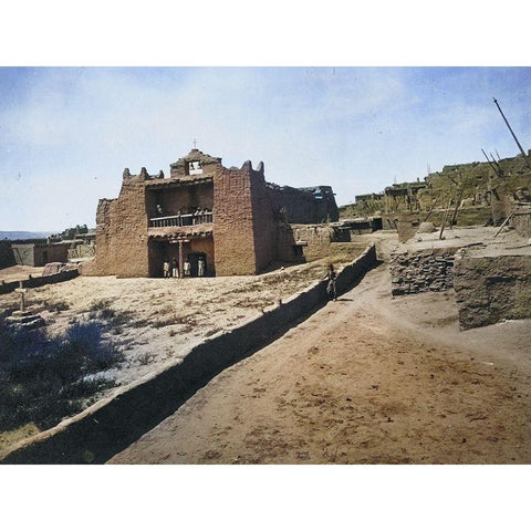 Old Mission Church-Zuni Pueblo-New Mexico Color Gold Ornate Wood Framed Art Print with Double Matting by OSullivan, Timothy H