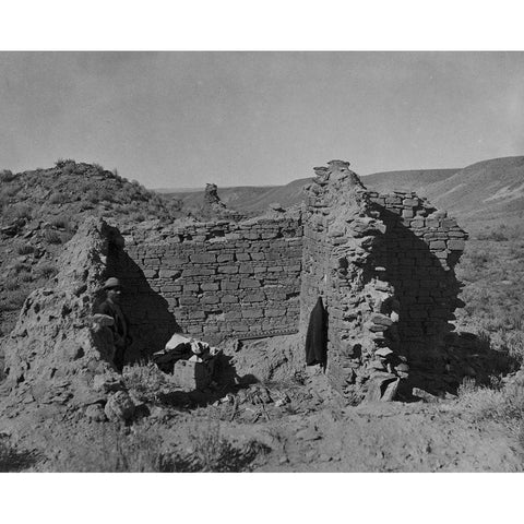 Ruins in ancient pueblo of San Juan-New Mexico Gold Ornate Wood Framed Art Print with Double Matting by OSullivan, Timothy H