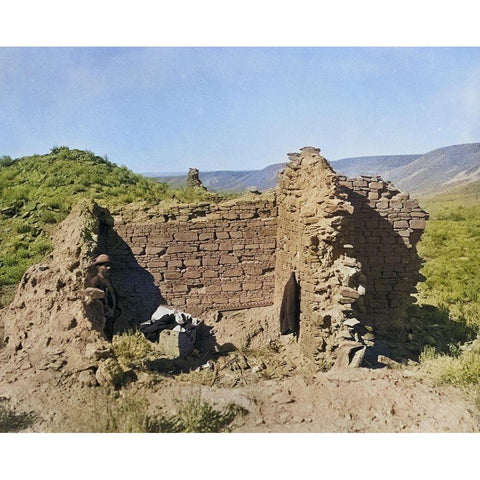 Ruins in ancient pueblo of San Juan-New Mexico Color Gold Ornate Wood Framed Art Print with Double Matting by OSullivan, Timothy H