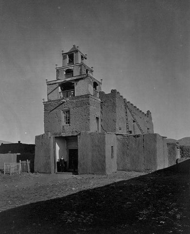 The Church of San Miguel-the oldest church in Santa Fe-New Mexico White Modern Wood Framed Art Print with Double Matting by OSullivan, Timothy H