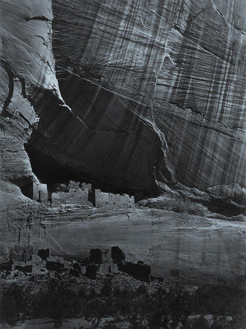 Ancient ruins in the Canyon de Chelly-Arizona White Modern Wood Framed Art Print with Double Matting by OSullivan, Timothy H