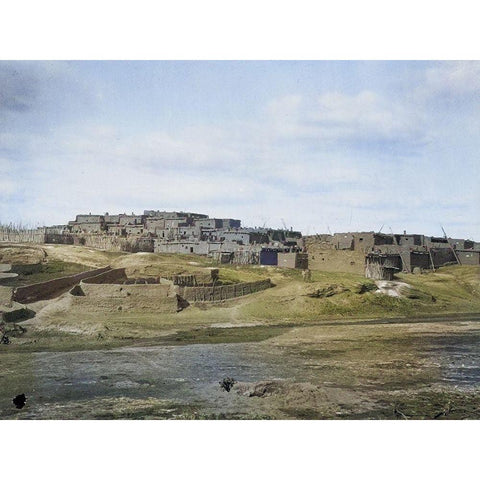 Indian pueblo-Zuni-New Mexico Color White Modern Wood Framed Art Print by OSullivan, Timothy H