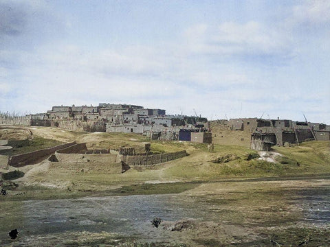 Indian pueblo-Zuni-New Mexico Color White Modern Wood Framed Art Print with Double Matting by OSullivan, Timothy H