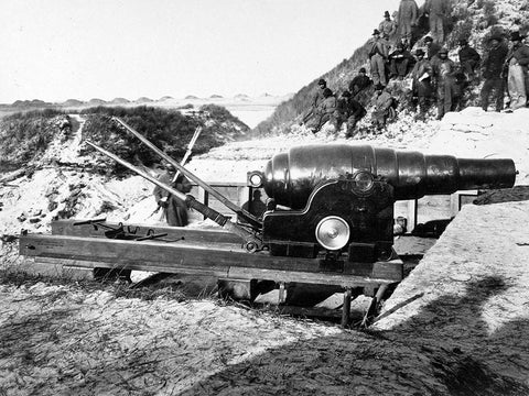 8 inch Armstrong Gun at Fort Fisher-North Carolina Black Ornate Wood Framed Art Print with Double Matting by OSullivan, Timothy H