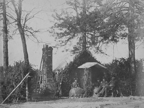 Camp architecture-Brandy Station-Virginia Black Ornate Wood Framed Art Print with Double Matting by OSullivan, Timothy H