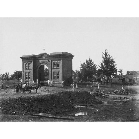 Gateway of Cemetery-Gettysburg Gold Ornate Wood Framed Art Print with Double Matting by OSullivan, Timothy H