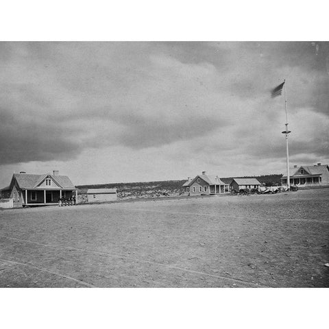 Parade Ground at Fort Wingate-1873 Black Modern Wood Framed Art Print with Double Matting by OSullivan, Timothy H