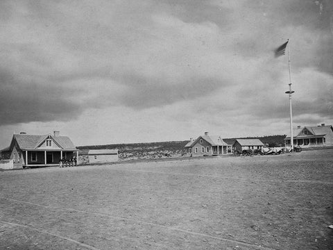 Parade Ground at Fort Wingate-1873 White Modern Wood Framed Art Print with Double Matting by OSullivan, Timothy H