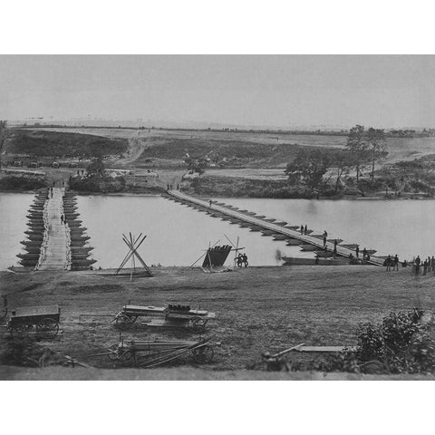 Pontoon bridge-Across the Rappahannock Black Modern Wood Framed Art Print with Double Matting by OSullivan, Timothy H