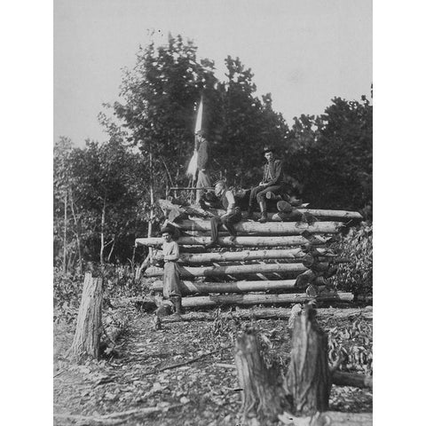 Signal tower on Elk Mountain-Maryland-overlooking battle of Antietam Black Modern Wood Framed Art Print with Double Matting by OSullivan, Timothy H