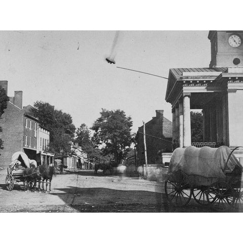 Street and Court-House in Warrenton White Modern Wood Framed Art Print by OSullivan, Timothy H