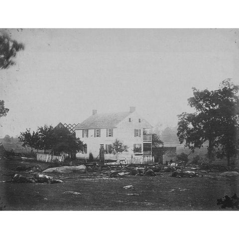 Trossells House-battle-field of Gettysburg White Modern Wood Framed Art Print by OSullivan, Timothy H