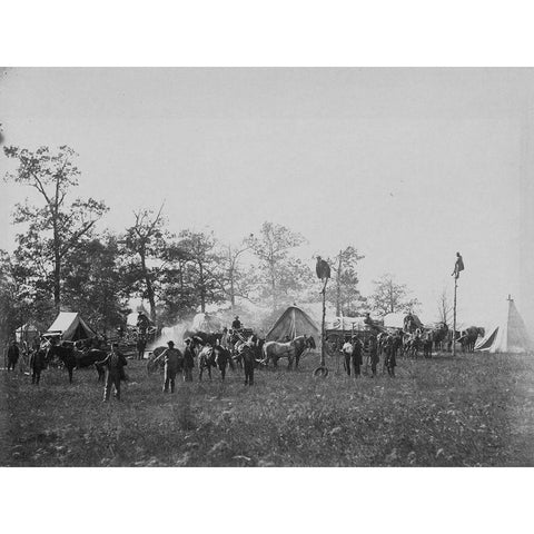 U.S. Military telegraph construction corps Black Modern Wood Framed Art Print with Double Matting by OSullivan, Timothy H