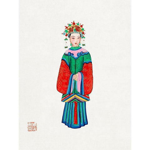 Princess imperial costume Black Modern Wood Framed Art Print with Double Matting by Vintage Chinese Clothing