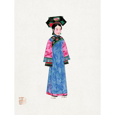 Rich woman in non official costume White Modern Wood Framed Art Print by Vintage Chinese Clothing