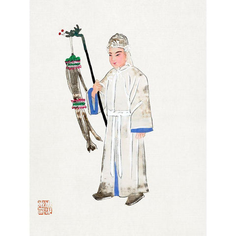 Man in mourning dress White Modern Wood Framed Art Print by Vintage Chinese Clothing