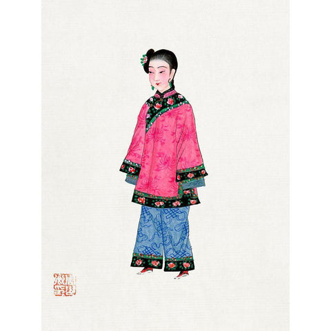 Chinese woman in coat White Modern Wood Framed Art Print by Vintage Chinese Clothing