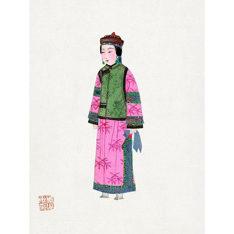 Lady in dress with winter hat Black Modern Wood Framed Art Print with Double Matting by Vintage Chinese Clothing