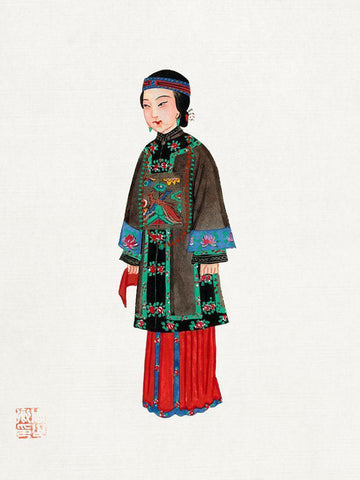 Chinese lady in official robe White Modern Wood Framed Art Print with Double Matting by Vintage Chinese Clothing