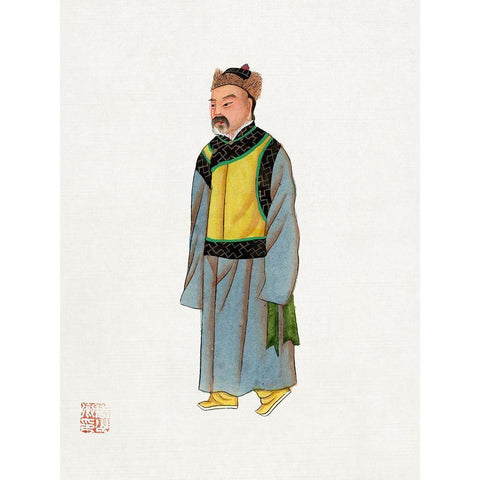 Ancient Mongolian costume White Modern Wood Framed Art Print by Vintage Chinese Clothing