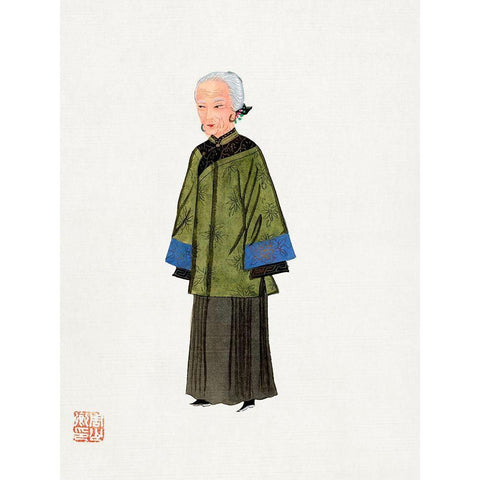 Chinese lady in green gown costume White Modern Wood Framed Art Print by Vintage Chinese Clothing