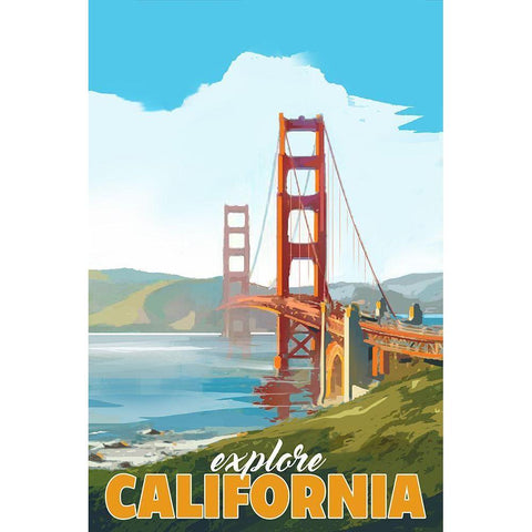 California Black Modern Wood Framed Art Print with Double Matting by East Coast Licensing