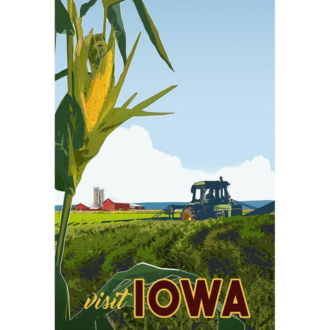 Iowa White Modern Wood Framed Art Print by East Coast Licensing