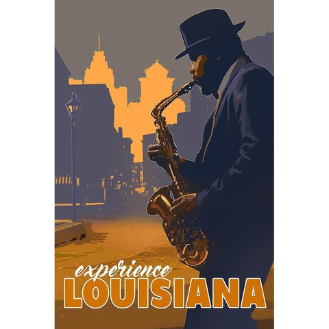 Louisiana Black Modern Wood Framed Art Print with Double Matting by East Coast Licensing