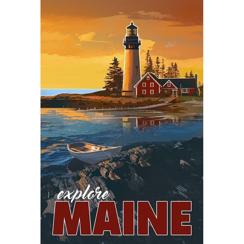 Maine White Modern Wood Framed Art Print by East Coast Licensing