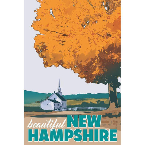 New Hampshire White Modern Wood Framed Art Print by East Coast Licensing