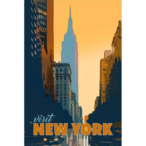 New York Gold Ornate Wood Framed Art Print with Double Matting by East Coast Licensing